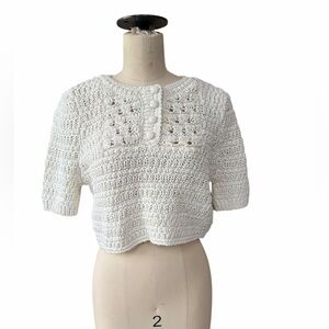 Caroline Constas Cream Knit cropped‎ Sweater size small, nwt